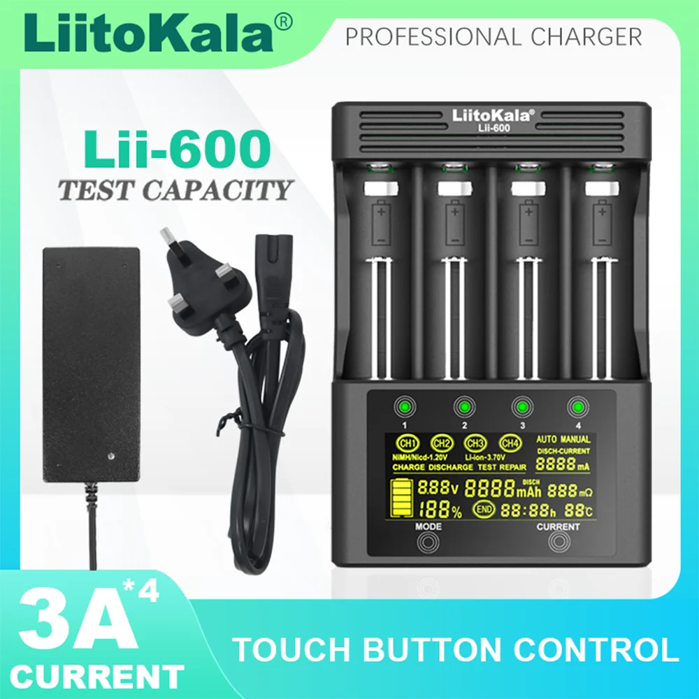 LiitoKala Lii-600 18650 ͸ , NiMH 1.2V  Ƭ ̿ 3.7V ͸, AA AAA 26650 21700 26700 